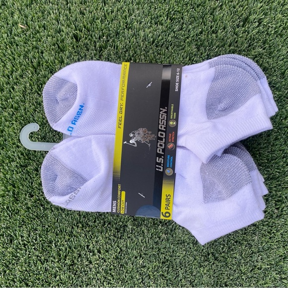 US Polo Assn White Low Cut 6 Pairs Comfort Sock Pack - Picture 3 of 6